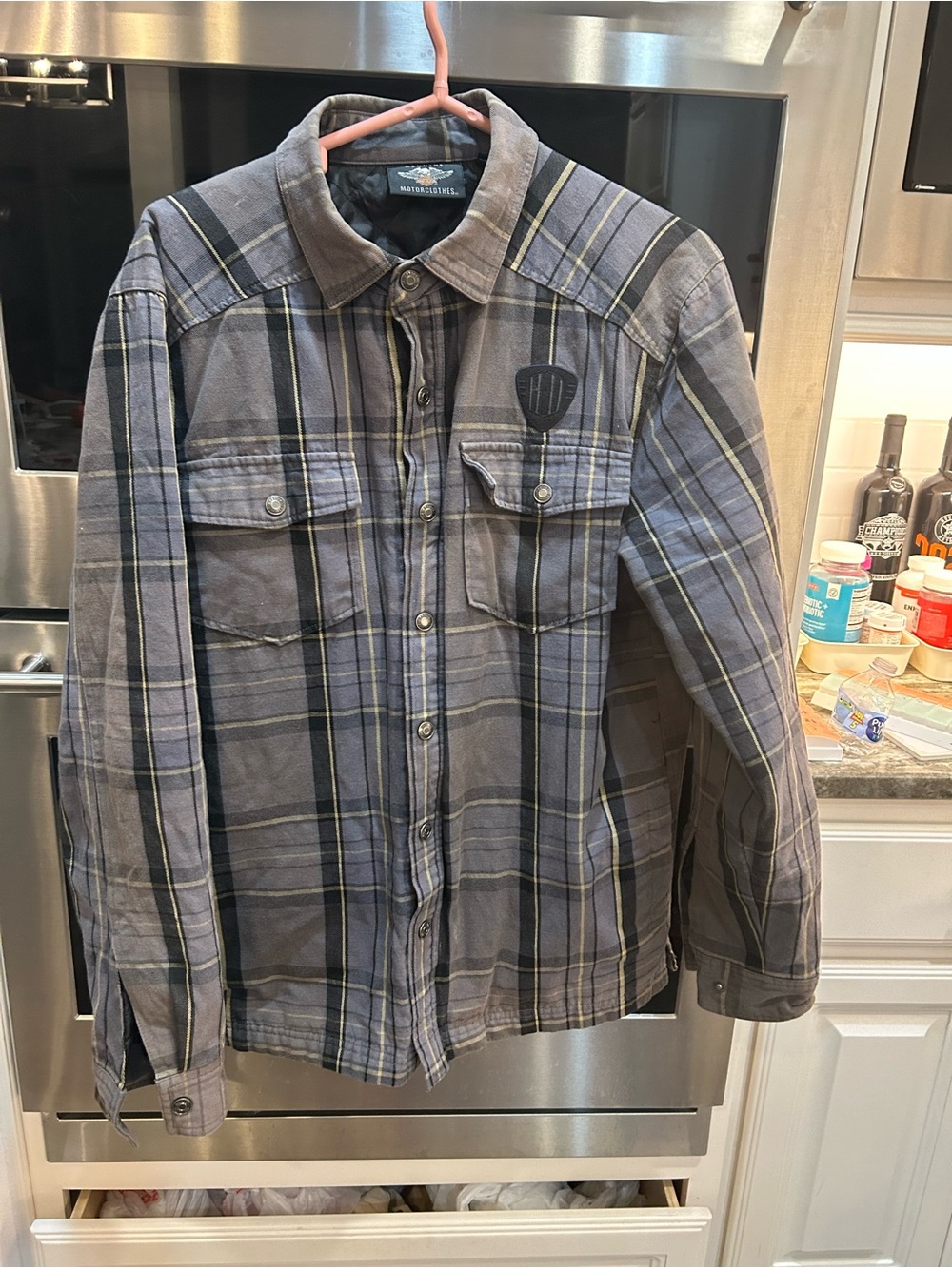 Harley-Davidson Plaid Shirt Jacket size M slight wear stains overall GUC